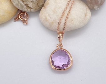 Pink Tourmaline Pendant Necklace | Rose Gold Filled Chain | October Birthstone