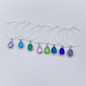 Crystal Wine Charm Set | Set of Wine Charm | Wine Charm Set | Set of Eight Wine Charms | Silver Wine Charm Set | Hostess Gift | Gift for Her