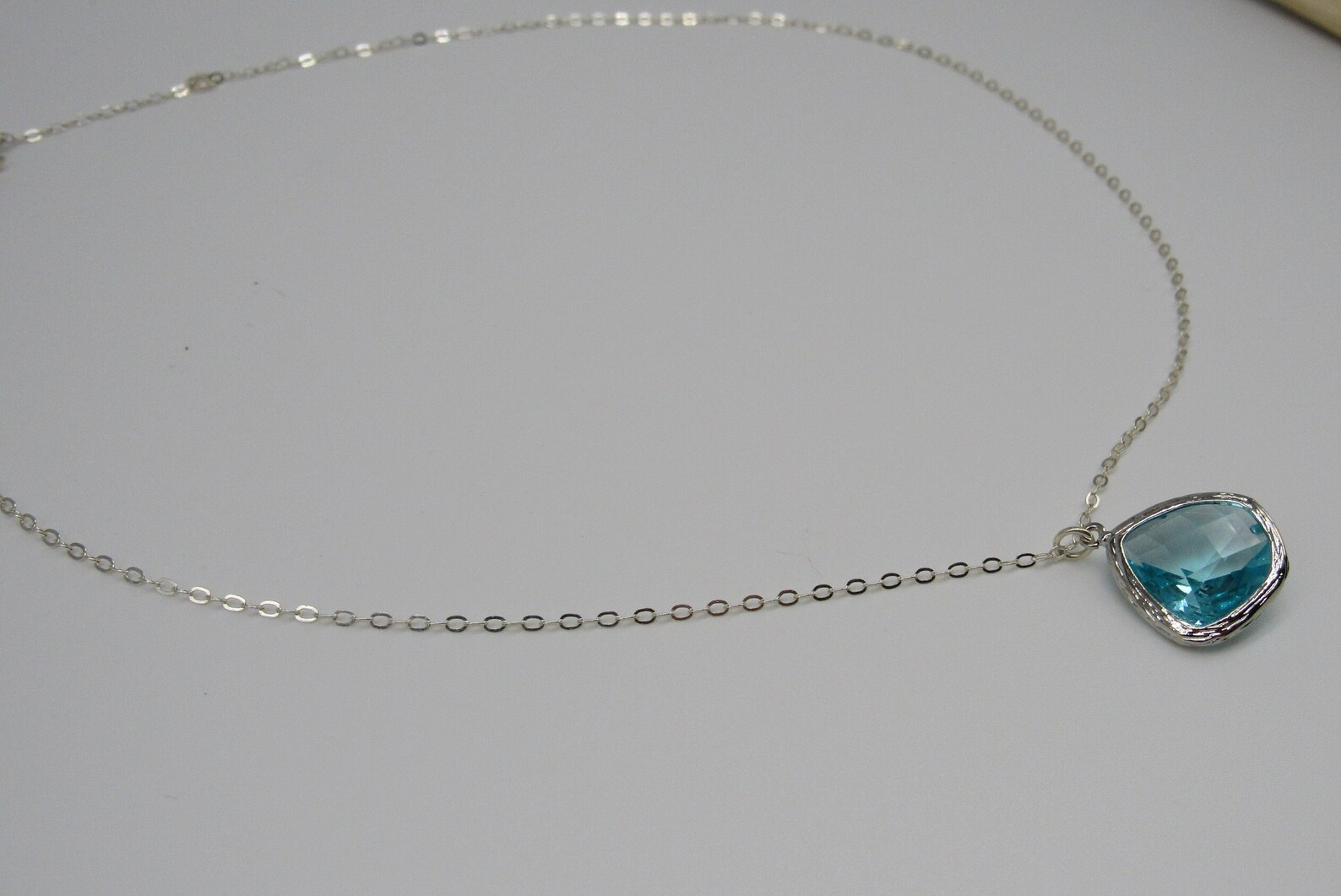 Aquamarine Teardrop Pendant Necklace Sterling Silver March Etsy