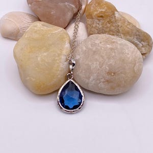 Sapphire Teardrop Necklace | Sapphire Sterling Silver Necklace | September Birthstone Necklace | Gift for Her | Bridesmaid Gift