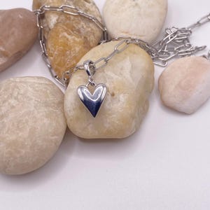 Puffy Heart Necklace | Silver Heart Necklace | Heart Necklace | Valentine Gift | Valentine Present for Her | Dainty Heart Necklace