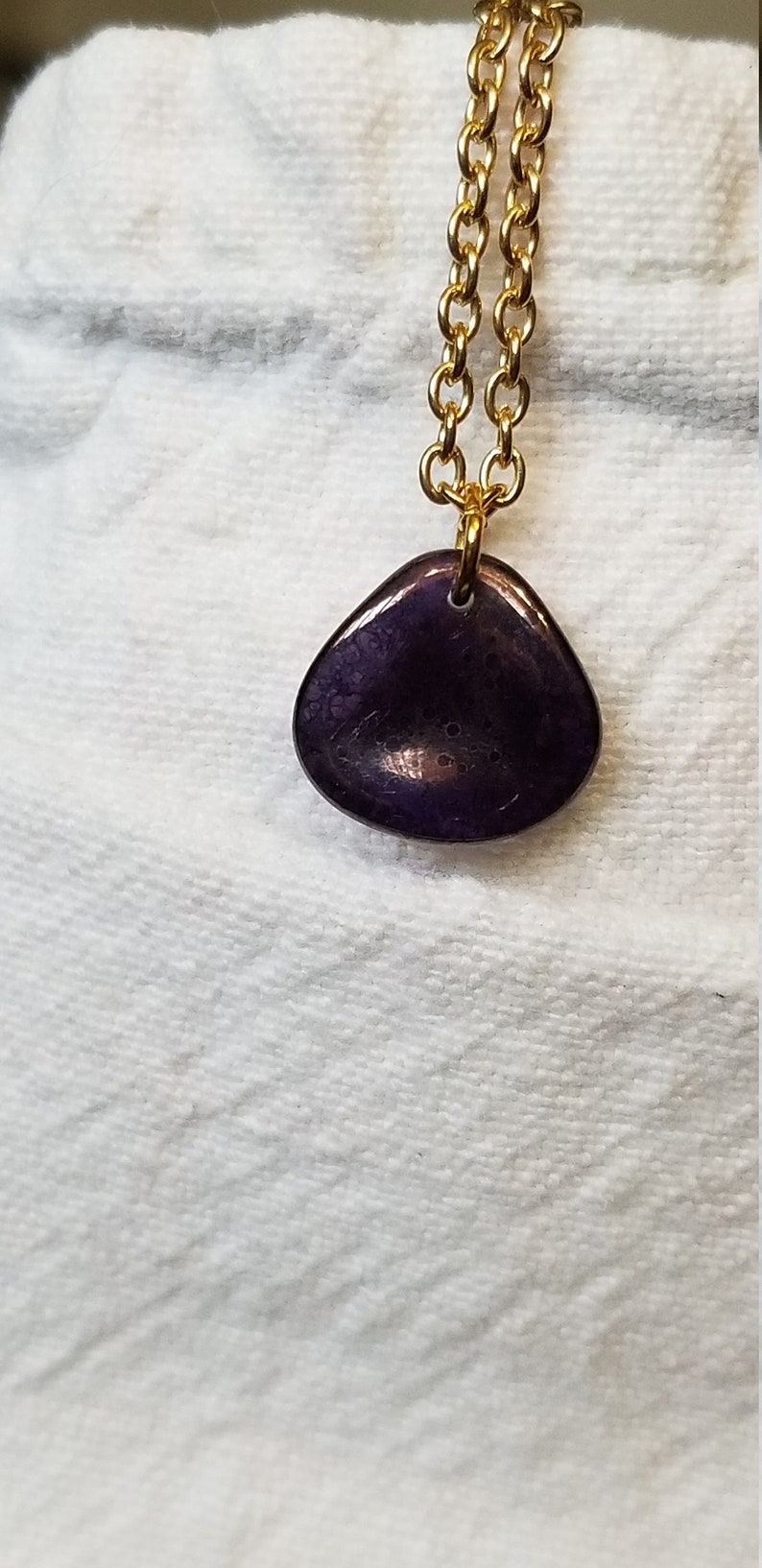 Semi-translucent purple rose petal necklace