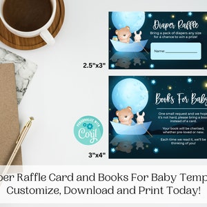 I Love You to the Moon & Back, Diaper Raffle Card, Books For Baby Card Template, Baby Shower Decor, Baby Shower, Moon and Stars Set
