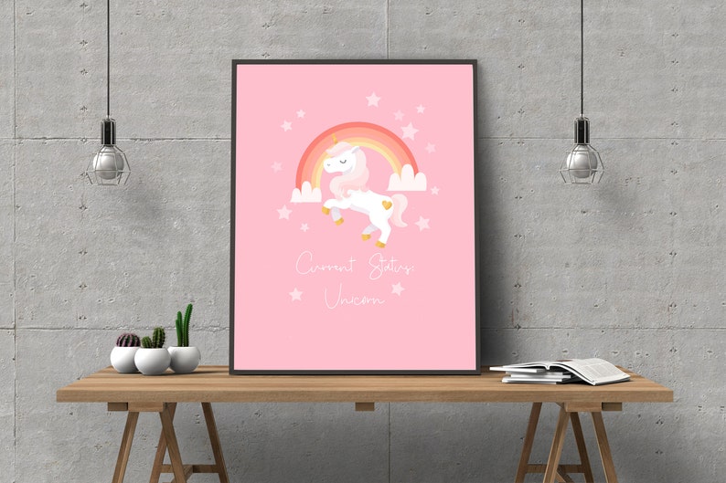 Current Status Unicorn Unicorn Printable Artwork Printable Etsy