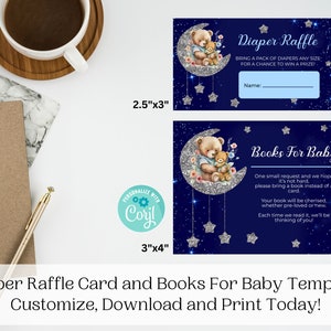 We Already Love You to the Moon & Back, Diaper Raffle Card, Books For Baby Card Template, Baby Shower Decor, Baby Shower, Moon and Stars