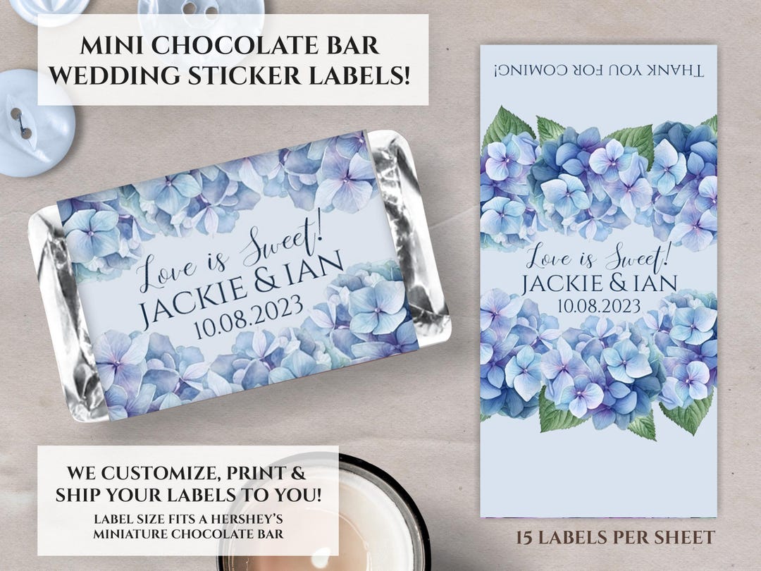 Personalized Floral Wedding Candy Bar Wrapper for Miniature Chocolates ...