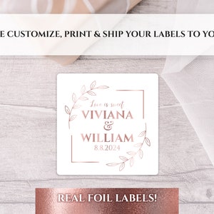2 Inch Square Labels, Real Foil Stickers, Personalized Party Stickers, Foil Wedding Stickers, Choose Your Foil, Wedding Foil Stickers