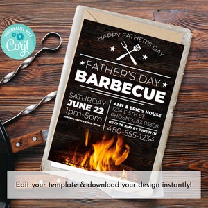 Vatertag BBQ Party Grill Einladung Editierbare 5x7 Corjl Vorlage Einladung Druckbare Invite Dekoration Corjl Digital Download