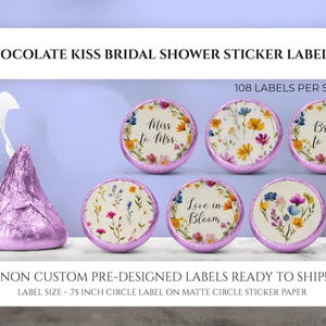 Chocolate Kiss Sticker, Miss to Mrs, Wildflower Wedding Favor, Wildflower Floral Bridal Shower, Candy Labels Floral Wedding, Wildflower Kiss