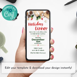 Smartphone Holiday Invitation, Electronic Invite, iPhone Christmas Invite, Invite Christmas Template, Text Message Evite Samsung 1225