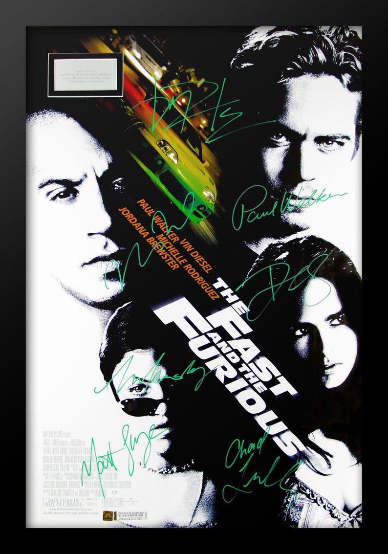Fast And Furious Poster Signed By Cast In Wood Frame Image 0