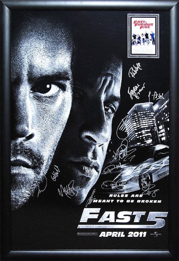 Fast And Furious 5 Signed Poster In Wood Frame With