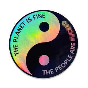 Planet Yinyang-klistermärke - Holografisk - George Carlin - Progressiv