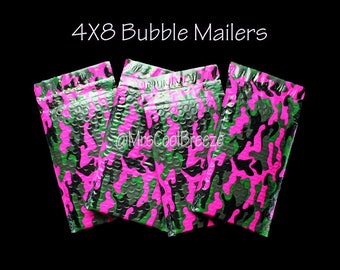 10/15/20 Pink Camo 4X8 Poly Bubble Mailer Designer Self Adhesive Seal Protective Padded Waterproof Wrapped Shipping Envelope