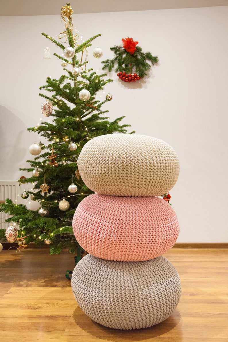 Pouf knit pouf pouffe crochet pouf pouf tricot ottoman Etsy