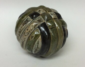 carved ceramic sphere, ceramic sphere, ceramic orb, clay sphere, decorative sphere, decorative orb, carved sphere, sculptural sphere