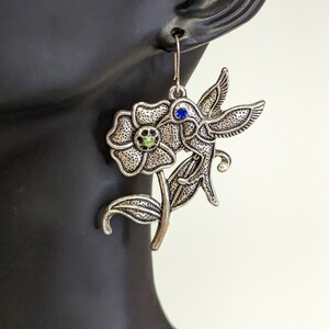 Hummingbird earrings, large metal earrings, statement earrings, earrings