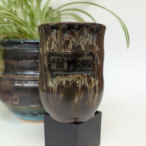 Handmade Black Cat Magic Potion Ceramic Cup - Halloween Apothecary