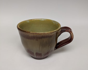 Handmade Ceramic Coffee Mug: Burnt Red Glaze, 6 oz Pottery Cup