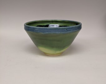 Handmade Ceramic Bowl: Blue & Green Glazed Pottery