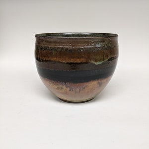 Handmade Ceramic Serving Bowl: Mottled Blue Green Glaze