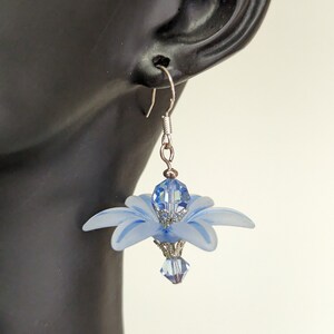 Handmade Swarovski Crystal Flower Dangle Earrings