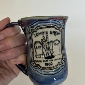 Handmade Zombie Brew Ceramic Mug: Halloween Coffee Mug