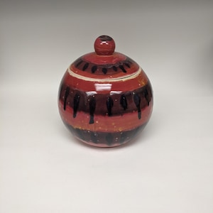Handmade Ceramic Lidded Jar: Burnt Orange Pottery Vessel