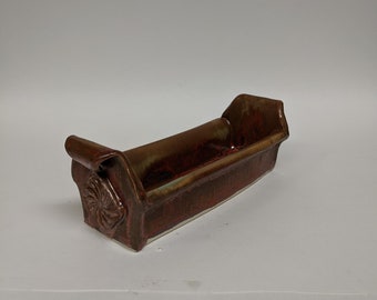 Handmade Ceramic Cracker Tray: Bronze Glazed Pottery Serving Dish