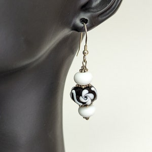 Handmade Lampwork Glass Bead Drop Earrings: .925 Silver Hooks