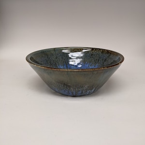 Handmade Ceramic Bowl: Blue & Brown Glazed Pottery, Soup or Salad
