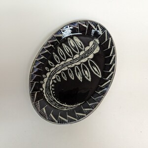 Sgraffito Ceramic Plate: Hand Carved Pottery Tray