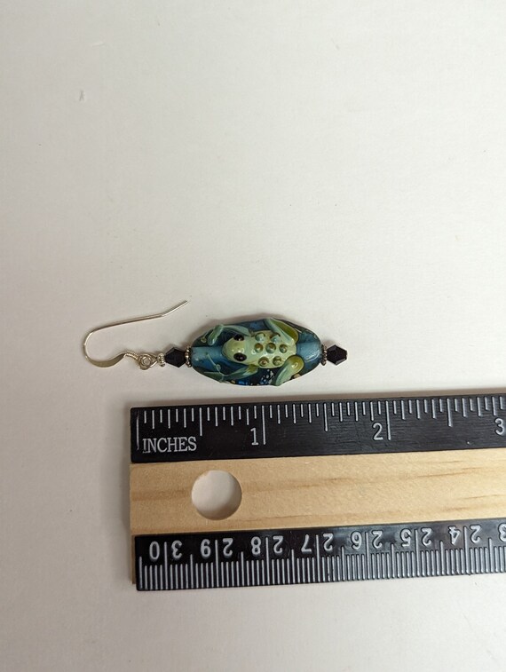 925 Argento Sterling Verde Rana Orecchini a Lobo