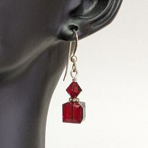 Boucles d&#39;oreilles pendantes en cristal Swarovski faites main : crochets en argent .925