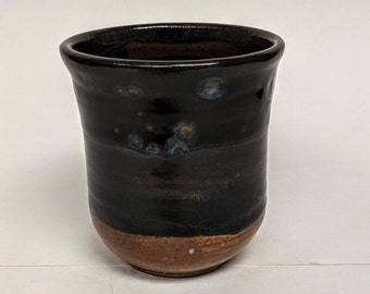 Handmade Japanese Ceramic Tea Cup: Mottled Brown Pottery
