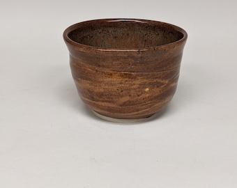 Handmade Japanese Ceramic Tea Cup: Carved Texture, Brown Glazes