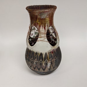 Ceramic vase, raku vase, raku pottery, fluorite, raku, pottery vase, decorative vase, handmade vase, wire weaving, copper weaving, copper