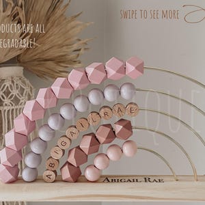 PERSONALIZED Abacus, Cottage Core, Wooden Nursery, Montessori, Counting Tool, Rainbow Abacus, Custom Baby Gift, New Baby Gift, EvAndPotique