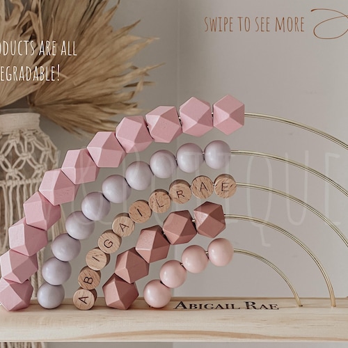 PERSONALIZED Abacus, Cottage Core, Wooden Nursery, Montessori, Counting Tool, Rainbow Abacus, Custom Baby Gift, New Baby Gift, EvAndPotique