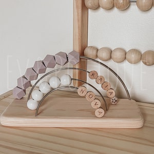 4 Ring-PERSONALIZED Rainbow Abacus, Nursery Decor Bohemian, Abacus, Wooden Learning, Montessori, Developmental, Ev&Potique, EvAndPotique