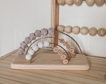 4 Ring-PERSONALIZED Rainbow Abacus, Nursery Decor Bohemian, Abacus, Wooden Learning, Montessori, Developmental, Ev&Potique, EvAndPotique