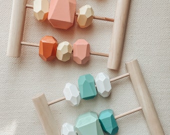 Rocky Shore Abacus- Rainbow Abacus, Nursery Decor, Cottage Core, Musical Baby, Wooden, Montessori, Natural Wood, Organic Baby, Ev&Potique