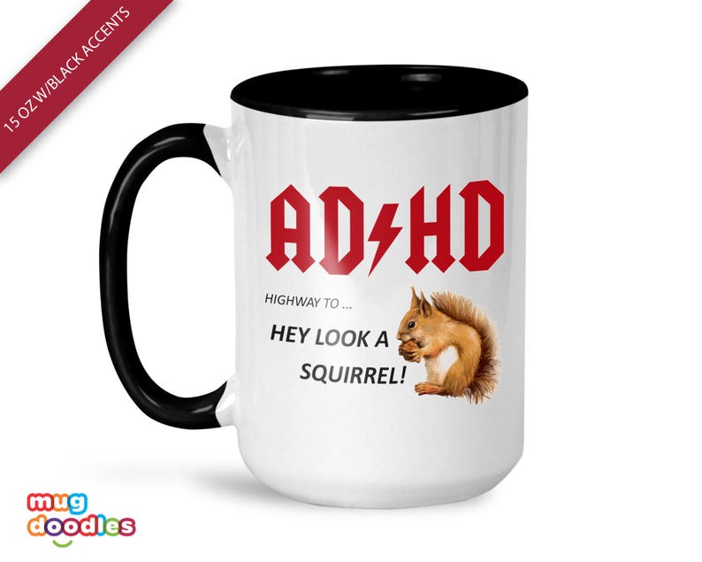 Funny Adhd Coffee Mug Squirrel Coffee Mug Adult Adhd Coffee Etsy