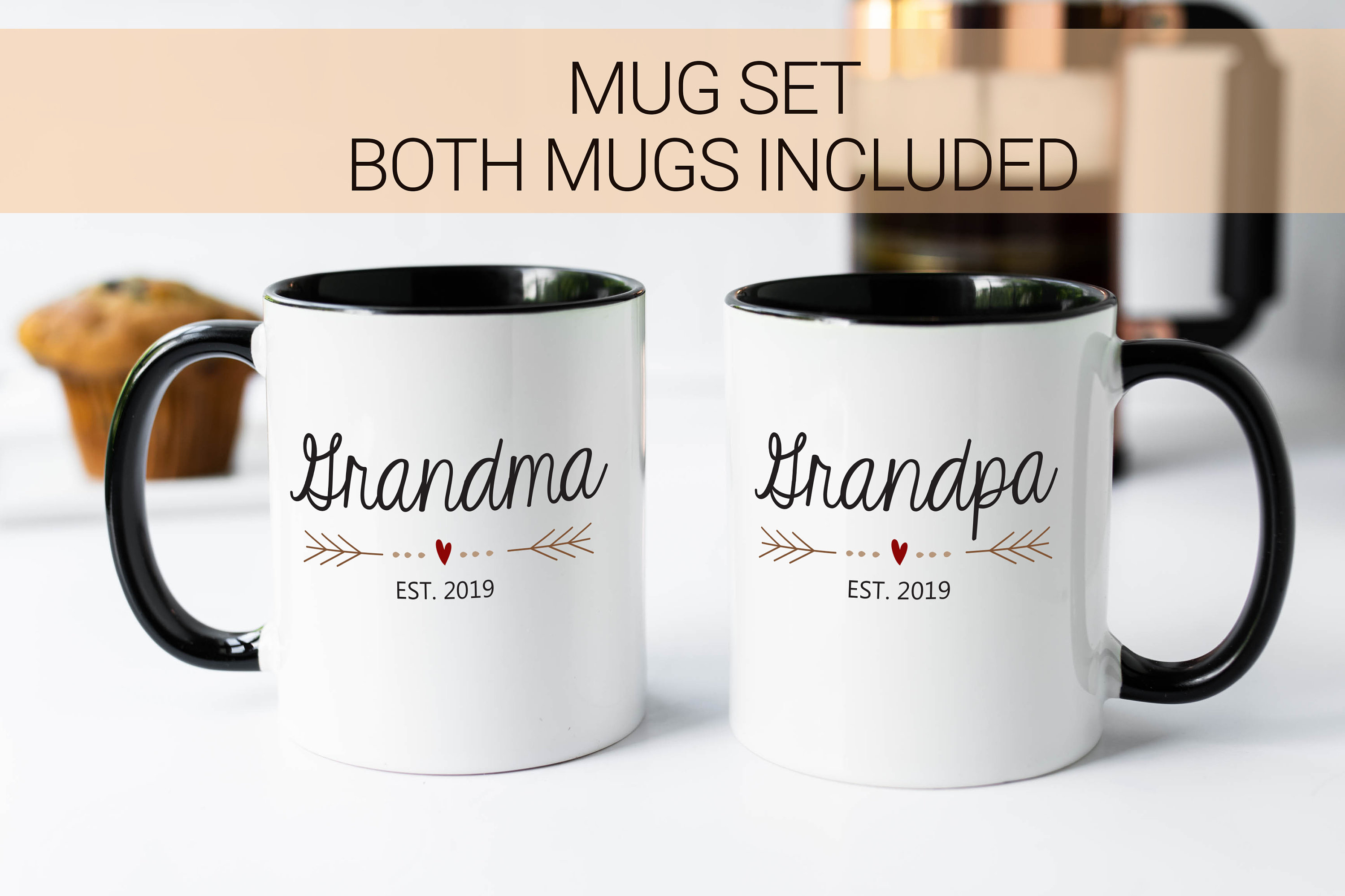 Pregnancy Announcement New Grandparent Gifts for Grandparents Coffee Mugs Set Grandma and Grandpa Mugs Personalized Grandparent Mugs Set