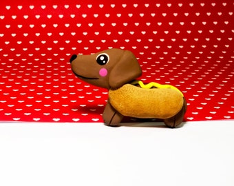 Teckel hotdog magneet, Teckel kunst, Hotdog kunst, Teckel gepersonaliseerde koelkast magneet