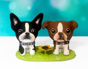 Custom Dog Sculpture, Dog cake topper, Personalized dog piece, Custom dog figurine, Custom Boston terrier, Handmade dog figurine