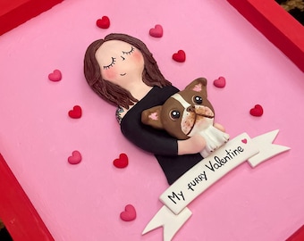 Custom Human + dog portrait, Personalized dog mom art, Custom pet portrait