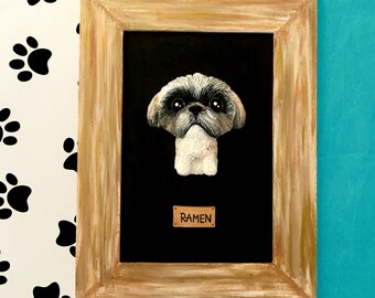 Custom Dog 3D Portrait, Dog portrait, Personalized pet portrait, Handmade clay portrait, Handmade dog portrait, Shih Tzu personalized frame