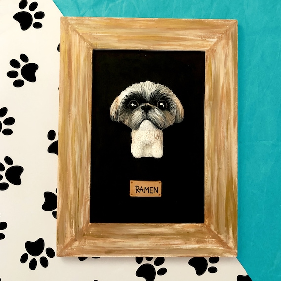 Custom Dog 3D Portrait, Dog portrait, Personalized pet portrait, Handmade clay portrait, Handmade dog portrait, Shih Tzu personalized frame