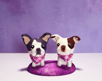 Personalized sculpture of 2 dogs, Custom mini sculpture, Custom dogs cake topper, 2 dog mini sculpture